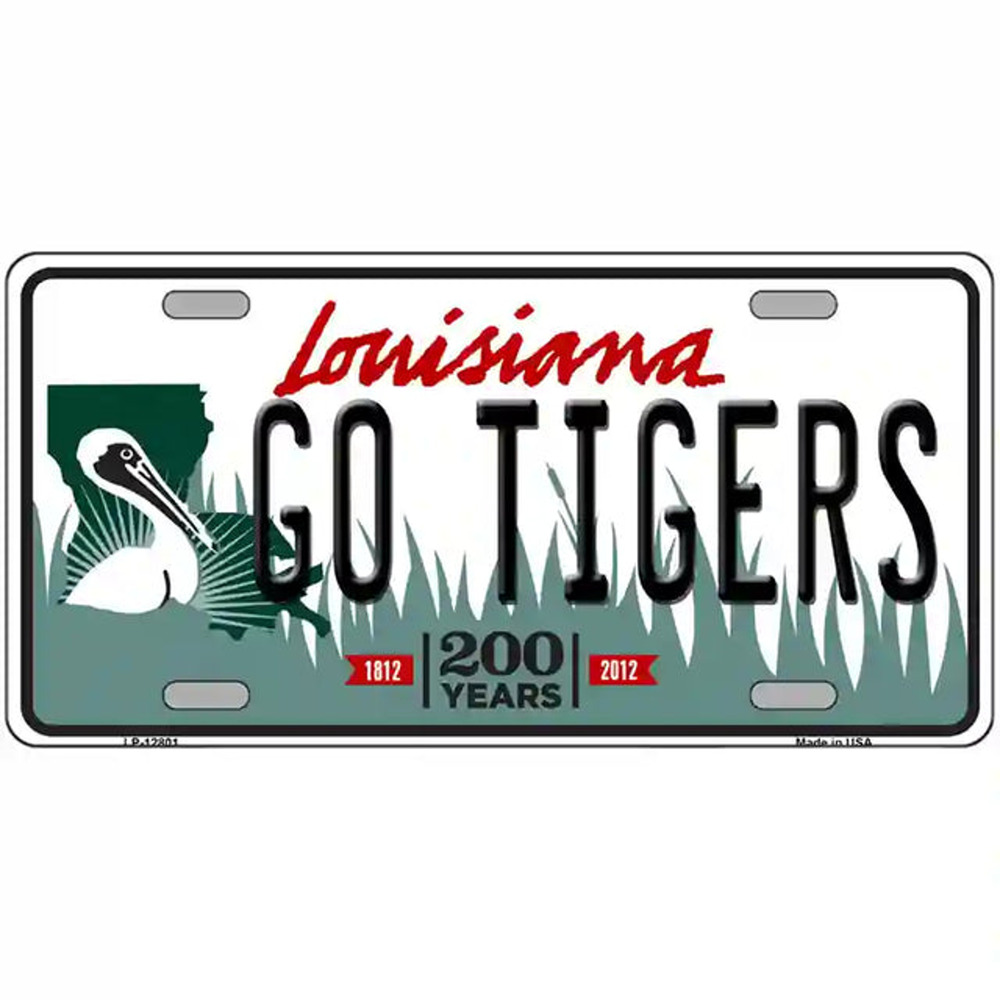 LSU Go Tigers License Plate Sign Wall Art Sign Metal Louisiana New Retro Auto